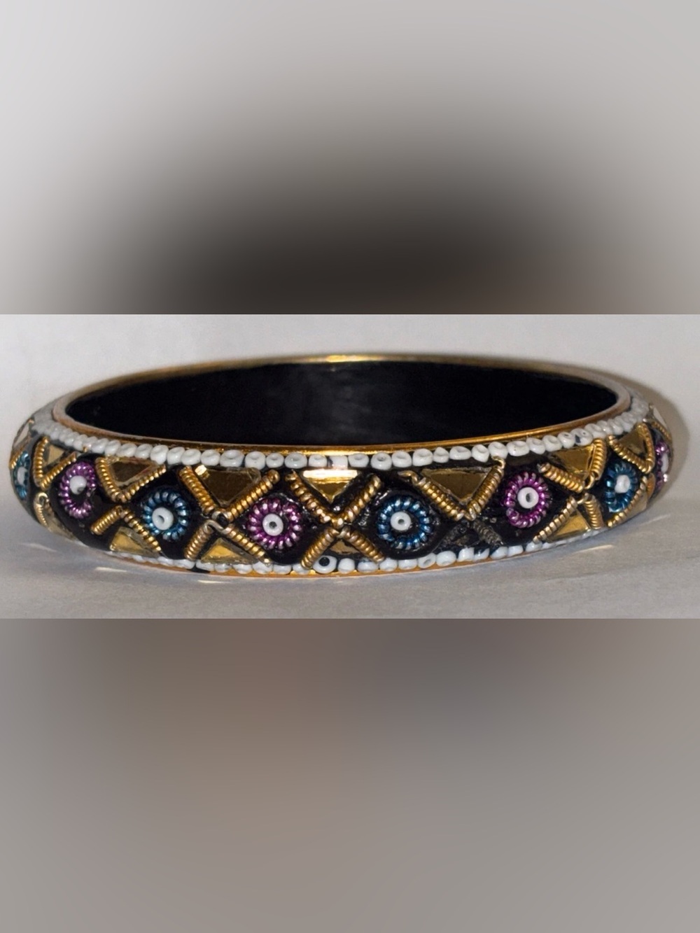 Vintage‎ Metal Black w/ Beads Bangle Bracelet India